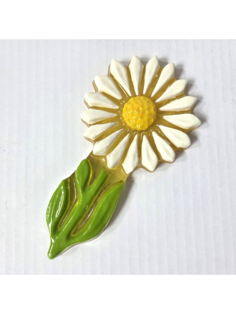 Vintage Colorflo Lucite White Daisy Spoon Rest 7.5" L Resin USA Made NOS